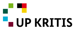 Das Logo des UP Kritis mit dem entsprechenden Schriftzug und bunten Quadraten.