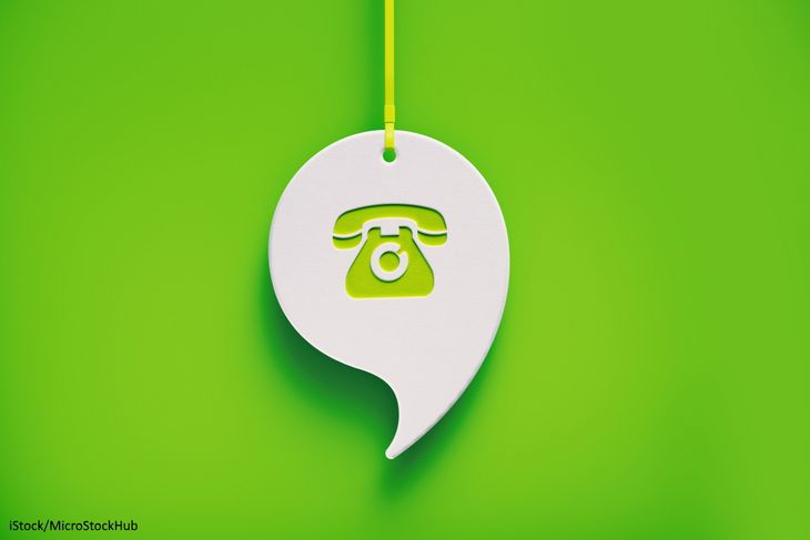 Symbolbild: Telefonsymbol in einer Sprechblase