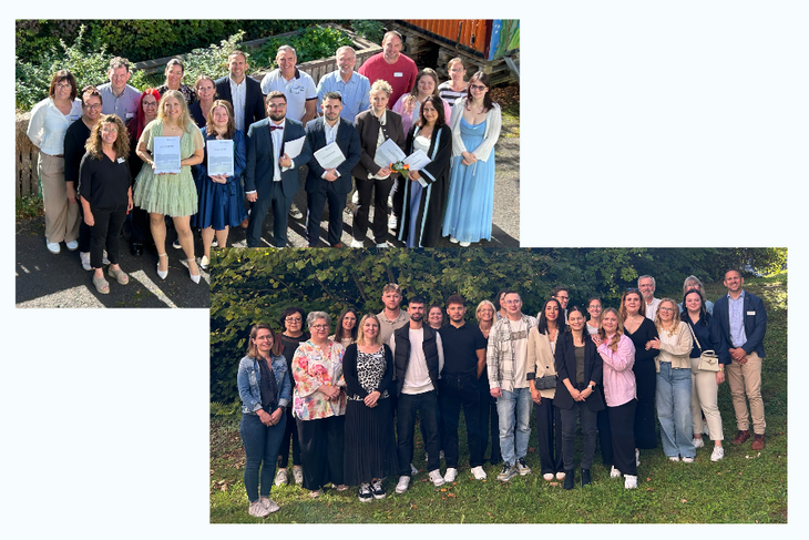 Gruppenbilder der frisch examinierten Pflegefachkräfte in Klingenmünster und Kaiserslautern