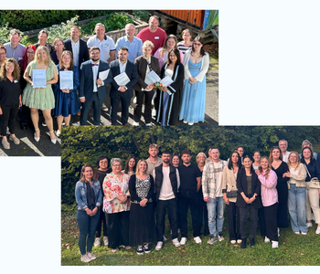 Gruppenbilder der frisch examinierten Pflegefachkräfte in Klingenmünster und Kaiserslautern