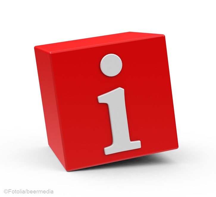Symbolbild für Information: roter Würfel mit einem I